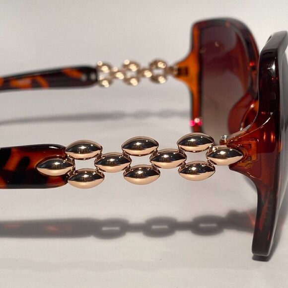 Oversize Tortoise Sunglasses With Silver Detail on Arm New - Picture 11 of 15